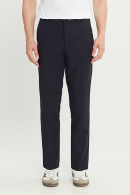 Regular Fit Normal Kesim Lastik Bel Detaylı Lacivert Chino Pantolon - DarKNavy-W2510796411 (görsel 3)