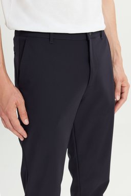 Regular Fit Normal Kesim Lastik Bel Detaylı Lacivert Chino Pantolon - DarKNavy-W2510796411 (görsel 5)