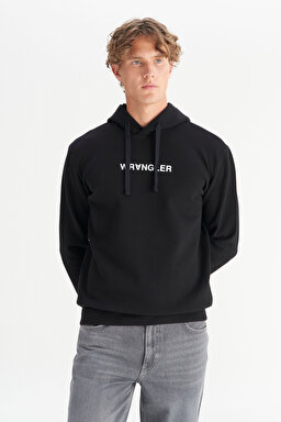 Regular Fit Normal Kesim Kapüşonlu Siyah Sweatshirt - Black-W2520122001