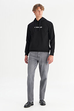 Regular Fit Normal Kesim Kapüşonlu Siyah Sweatshirt - Black-W2520122001 (görsel 2)