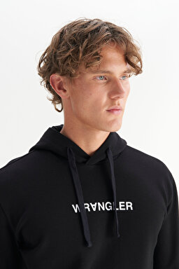 Regular Fit Normal Kesim Kapüşonlu Siyah Sweatshirt - Black-W2520122001 (görsel 4)