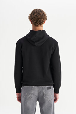 Regular Fit Normal Kesim Kapüşonlu Siyah Sweatshirt - Black-W2520122001 (görsel 6)
