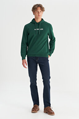 Pamuklu Regular Fit Normal Kesim Kapüşonlu Logo Detaylı Sweatshirt - Green-W2520122300 (görsel 2)