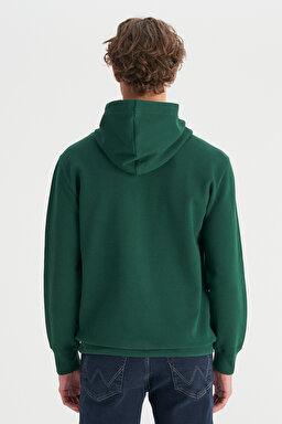 Pamuklu Regular Fit Normal Kesim Kapüşonlu Logo Detaylı Sweatshirt - Green-W2520122300 (görsel 5)