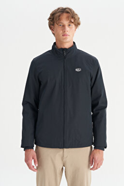 Relaxed Fit Rahat Kesim Dik Yaka İnce Bomber Ceket - Black-W2520140001