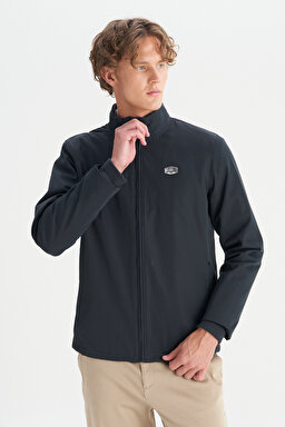 Relaxed Fit Rahat Kesim Dik Yaka İnce Bomber Ceket - Black-W2520140001 (görsel 3)