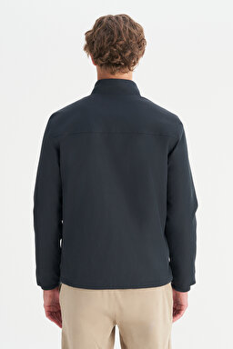 Relaxed Fit Rahat Kesim Dik Yaka İnce Bomber Ceket - Black-W2520140001 (görsel 5)