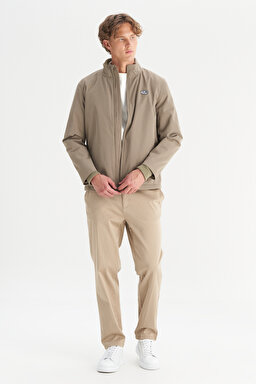 Relaxed Fit Rahat Kesim Dik Yaka Cepli İnce Bomber Ceket - KHAKI-W2520140801 (görsel 2)