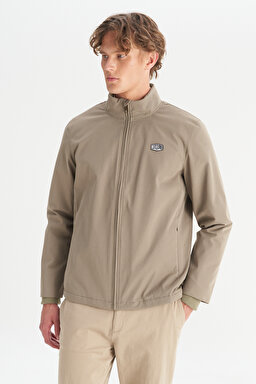 Relaxed Fit Rahat Kesim Dik Yaka Cepli İnce Bomber Ceket - KHAKI-W2520140801 (görsel 3)