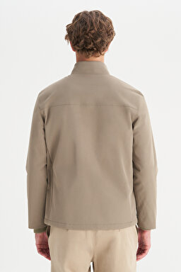 Relaxed Fit Rahat Kesim Dik Yaka Cepli İnce Bomber Ceket - KHAKI-W2520140801 (görsel 6)