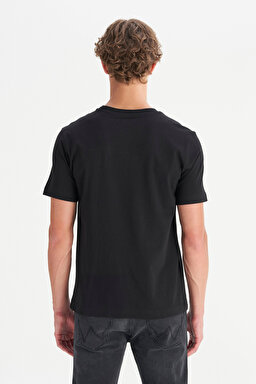 %100 Pamuk Regular Fit Normal Kesim Bisiklet Yaka Tişört - Black-W2520169001 (görsel 5)