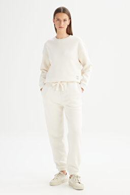 Pamuklu Regular Fit Normal Kesim Cepli Jogger Sweatpant - Ecru-W2520196104