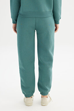 Regular Fit Normal kesim Ribanalı Paça Yeşil Jogger Sweatpant - Evergreen-W2520196OT (görsel 5)