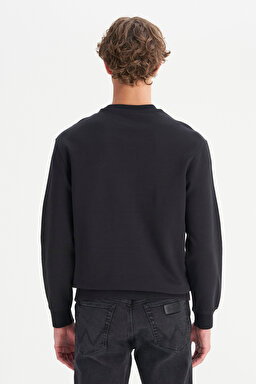 Pamuklu Regular Fit Normal Kesim Bisiklet Yaka Logo Detaylı Sweatshirt - Black-W2520255001 (görsel 5)