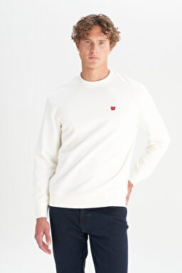Pamuklu Regular Fit Normal Kesim Bisiklet Yaka Logo Detaylı Sweatshirt - Worn White-W2520255W02