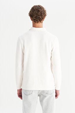 Pamuklu Regular Fit Rahat Kesim Polo Yaka Tişört - Ecru-W2520381104 (görsel 5)