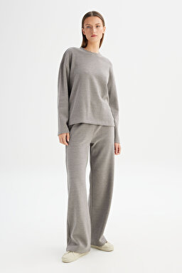 Straight Fit Düz Kesim Normal Bel Gri Sweatpant Eşofman Altı - Gray-W252038435 (görsel 3)