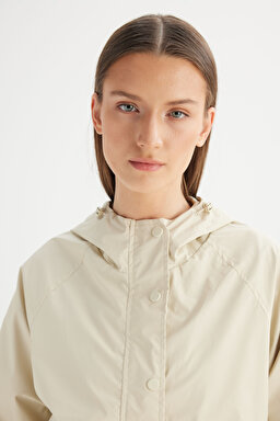 Regular Fit Normal Kesim Kapüşonlu Cepli Puffer Mont - Beige-W2520405614 (görsel 4)