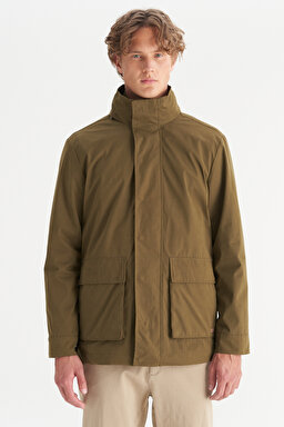 Pamuklu Regular Fit Normal Kesim Kapüşonlu Çift Kullanımlı Cepli Parka - KHAKI-W2520422801