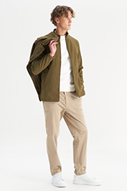 Pamuklu Regular Fit Normal Kesim Kapüşonlu Çift Kullanımlı Cepli Parka - KHAKI-W2520422801 (görsel 2)