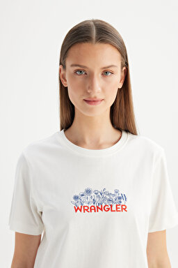 %100 Pamuk Regular Fit Normal Kesim Bisiklet Yaka Tişört - Off White-W2520434102 (görsel 4)