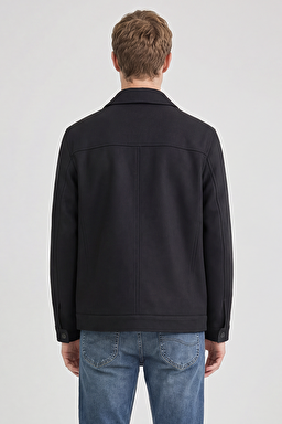 Regular Fit Normal Kesim Gömlek Yaka Cepli Mevsimlik Mont - Black-W2520495001 (görsel 5)