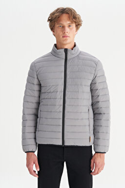 Regular Fit Normal Kesim Dik Yaka Cepli Şişme Mont - Gray-W2520510035
