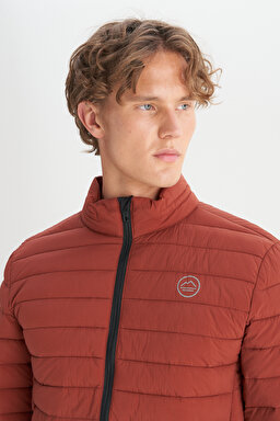 Regular Fit Normal Kesim Dik Yaka Cepli Şişme Mont - Brick-W2520510222 (görsel 3)