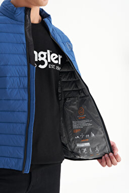 Regular Fit Normal Kesim Dik Yaka Cepli Şişme Mont - Navy-W2520510410 (görsel 4)