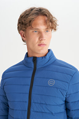 Regular Fit Normal Kesim Dik Yaka Cepli Şişme Mont - Navy-W2520510410 (görsel 5)