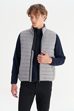 Regular Fit Normal Kesim Dik Yaka Cepli Şişme Yelek - Gray-W2520511035