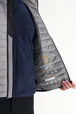 Regular Fit Normal Kesim Dik Yaka Cepli Şişme Yelek - Gray-W2520511035 (görsel 4)