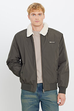 Regular Fit Normal Kesim Gömlek Yaka Cepli Bomber Ceket - OliveNight-W2520524192