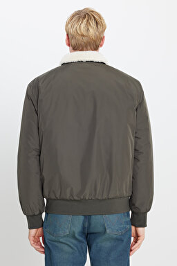 Regular Fit Normal Kesim Gömlek Yaka Cepli Bomber Ceket - OliveNight-W2520524192 (görsel 5)