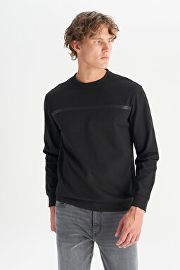 Pamuklu Regular Fit Normal Kesim Bisiklet Yaka Sweatshirt - Black-W2520534001 (görsel 3)