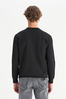 Pamuklu Regular Fit Normal Kesim Bisiklet Yaka Sweatshirt - Black-W2520534001 (görsel 5)