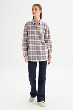 Loose Fit Rahat Kesim Çok Renkli Ekose Gömlek - Multi-W2520569900 (görsel 2)