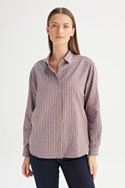 Loose Fit Rahat Kesim Çok Renkli Ekose Gömlek - Multi-W2520570900 (görsel 3)