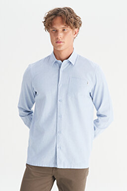 %100 Pamuk Regular Fit Normal Kesim Mavi Gömlek - Blue-W2520583400