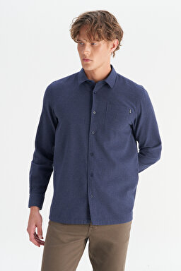 %100 Pamuk Regular Fit Normal Kesim Lacivert Gömlek - Navy-W2520583410