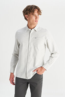 %100 Pamuk Regular Fit Normal Kesim Gri Gömlek - Gray-W2520584035
