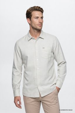 %100 Pamuk Regular Fit Normal Kesim Gri Gömlek - Gray-W2520584035