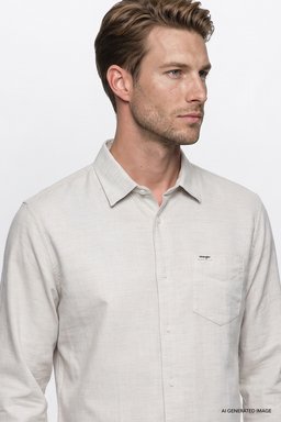 %100 Pamuk Regular Fit Normal Kesim Gri Gömlek - Gray-W2520584035 (görsel 4)