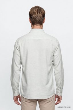 %100 Pamuk Regular Fit Normal Kesim Gri Gömlek - Gray-W2520584035 (görsel 5)