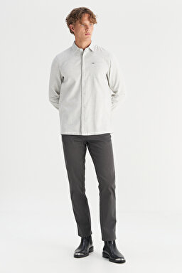 %100 Pamuk Regular Fit Normal Kesim Gri Gömlek - Gray-W2520584035 (görsel 2)