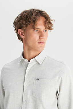 %100 Pamuk Regular Fit Normal Kesim Gri Gömlek - Gray-W2520584035 (görsel 4)