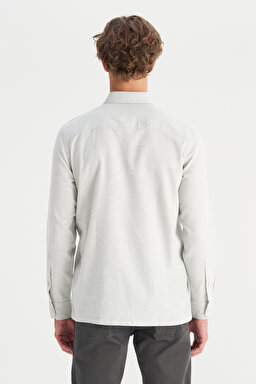 %100 Pamuk Regular Fit Normal Kesim Gri Gömlek - Gray-W2520584035 (görsel 5)