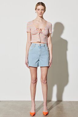 Donna Regular Fit Normal Kesim Normal Bel Açık Mavi Esnek Jean Kot Şort - Cloud Nine-W25H3832W
