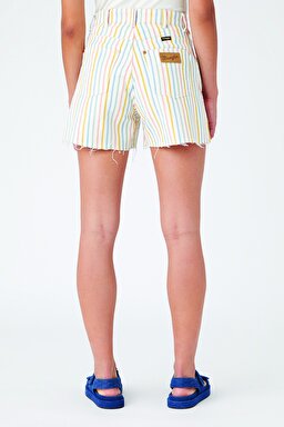 Regular Fit Rahat Kesim Esnek Jean Şort - Rainbow Stripe-W25HD746F (görsel 2)