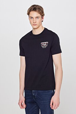 %100 Pamuk Regular Fit Normal Kesim Logo Detaylı Tişört - Black-W2610018001
